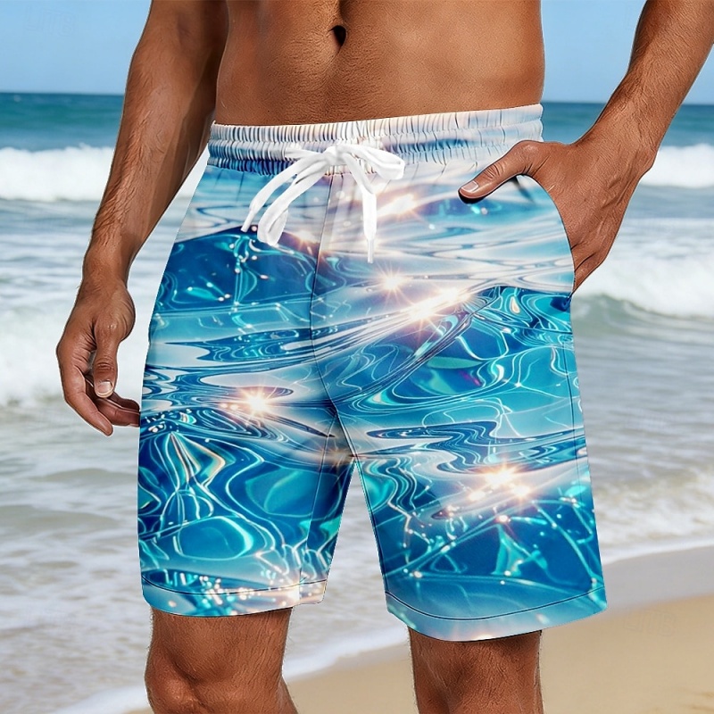 Trunks Board Surf - Vibrant Ocean Wave Graphic Swim Trunks