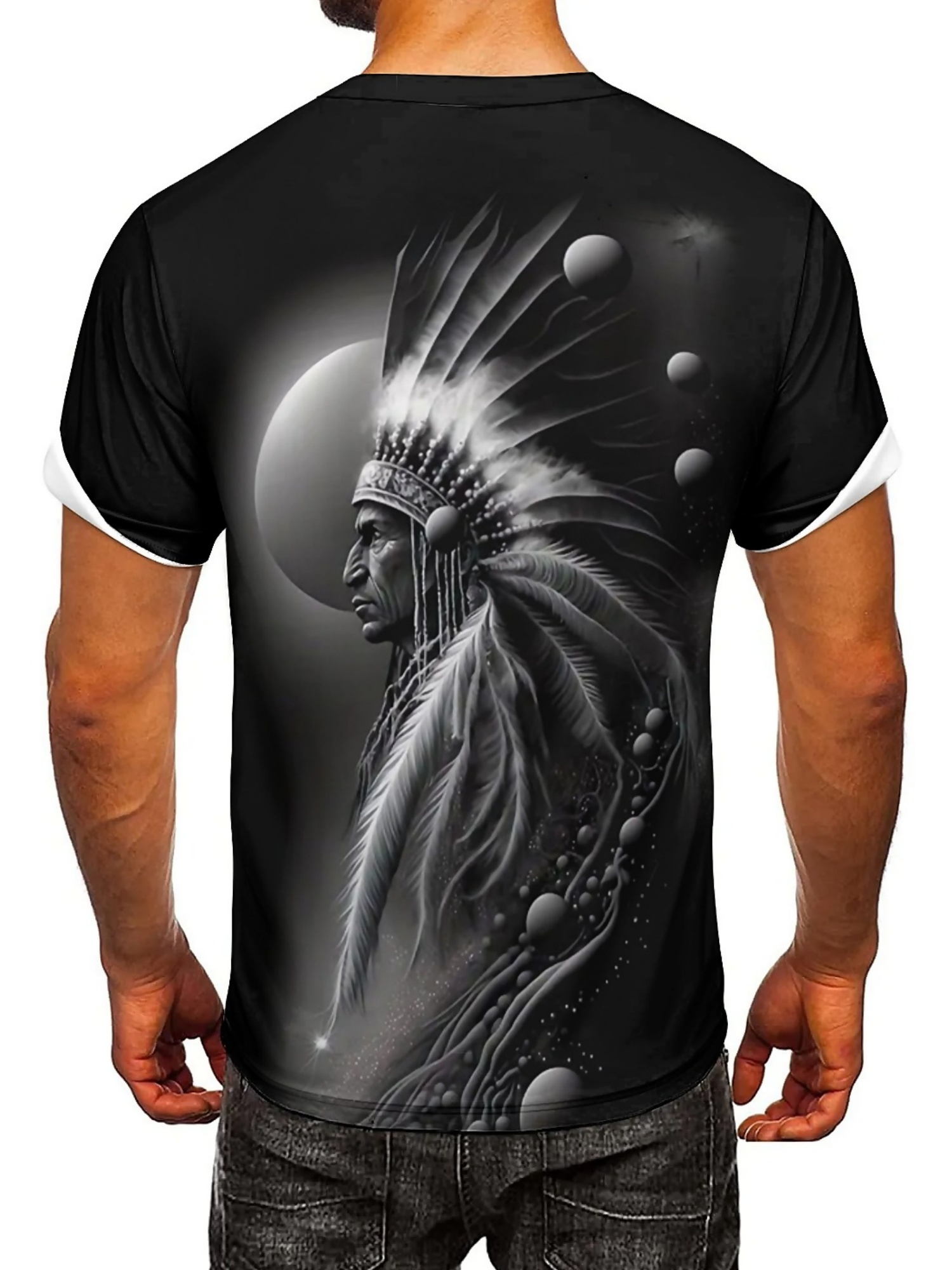 Men's 3D Printed Tribal Chieft - огляд і ціна Tee Graphic Print