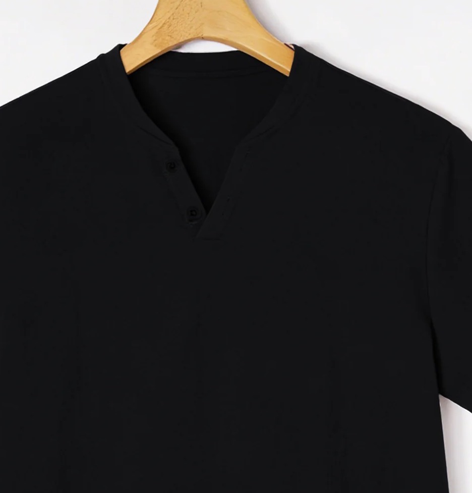 Elegant Black Henley Short-Sle - огляд і ціна Linen Shirt Breathable