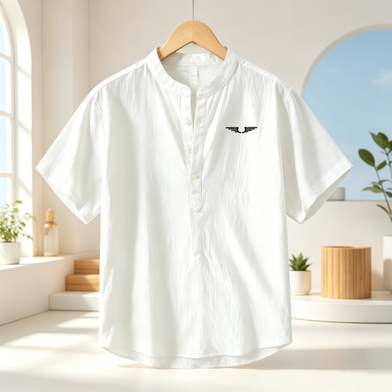 Men's cotton and linen Henley  - огляд і ціна Linen Shirt Breathable