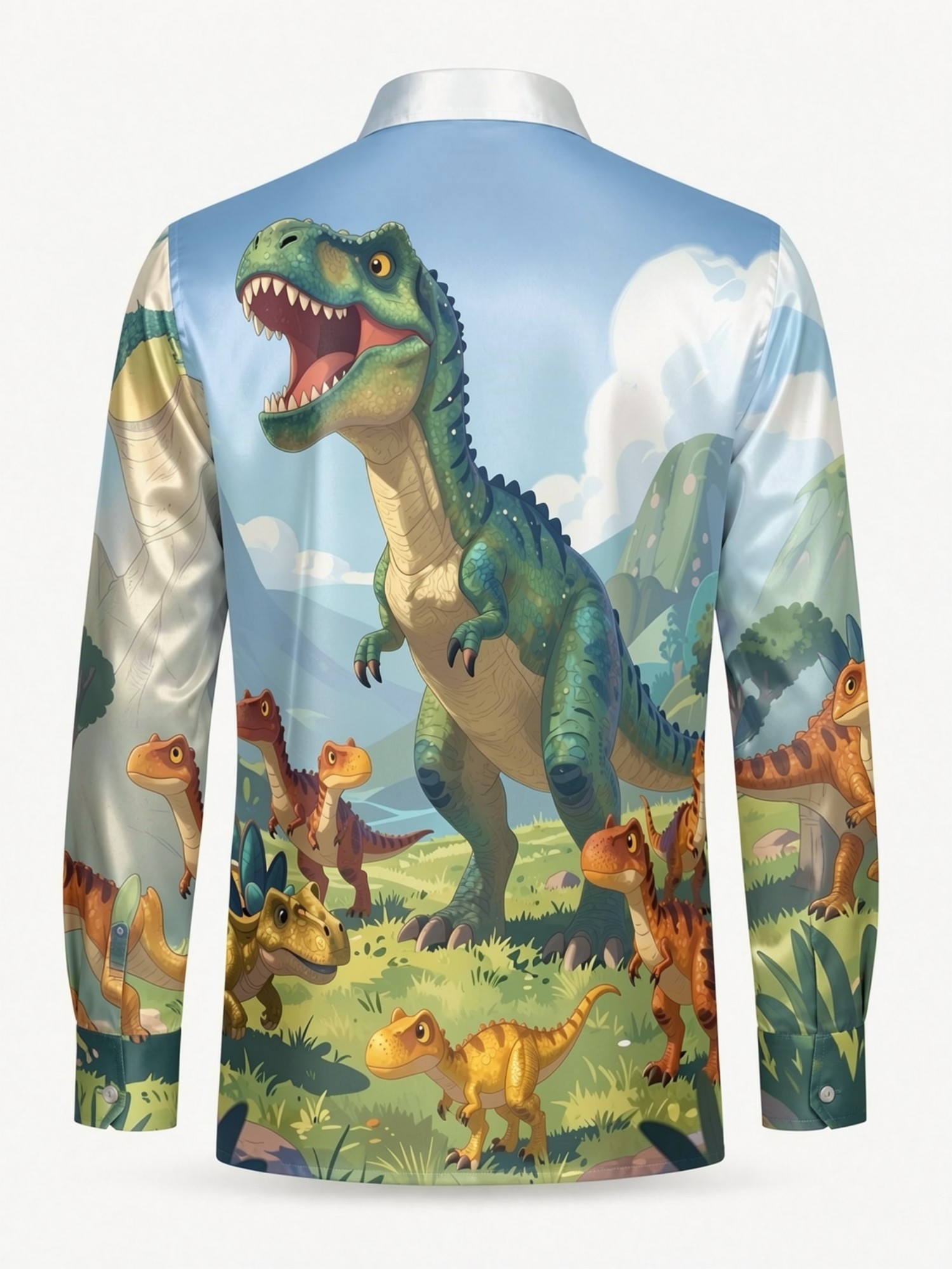 Mens Fashion Satin Long Sleeve - огляд і ціна Resort Shirt Floral
