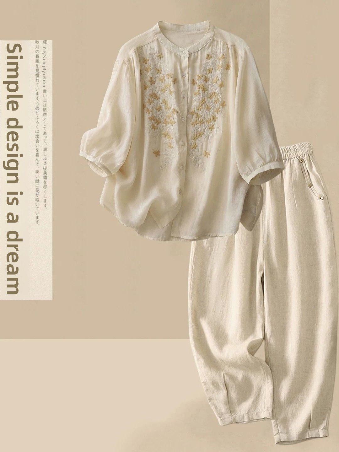 Summer Casual Cotton Linen Set - огляд і ціна Linen Shirt Breathable