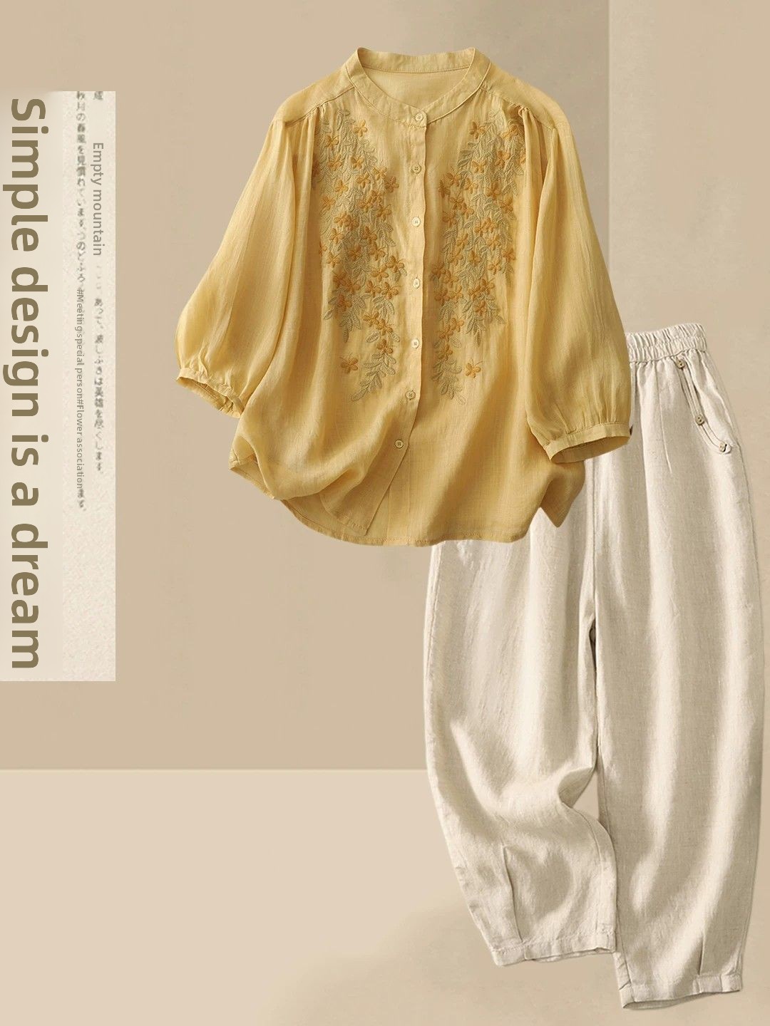 Summer Casual Cotton Linen Set - огляд і ціна Linen Shirt Breathable