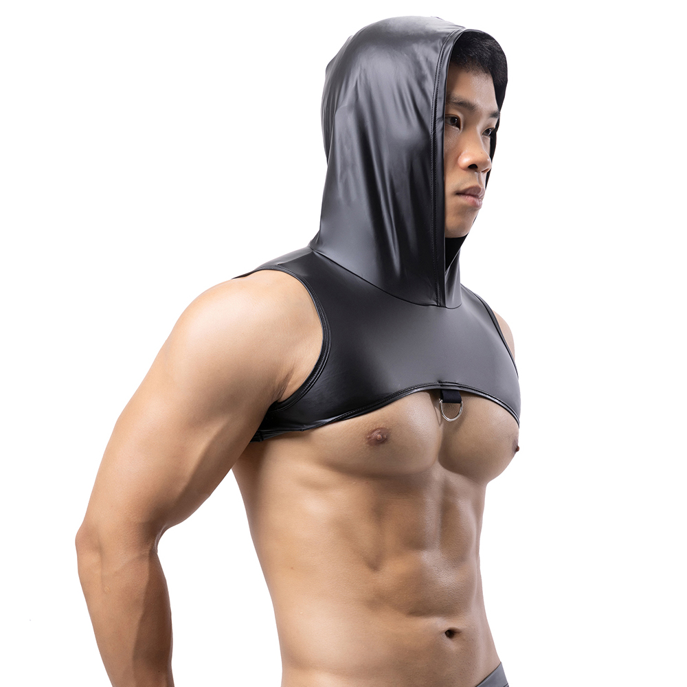 Men Faux Leather Hooded Fitnes - огляд і ціна Tank Top Muscle