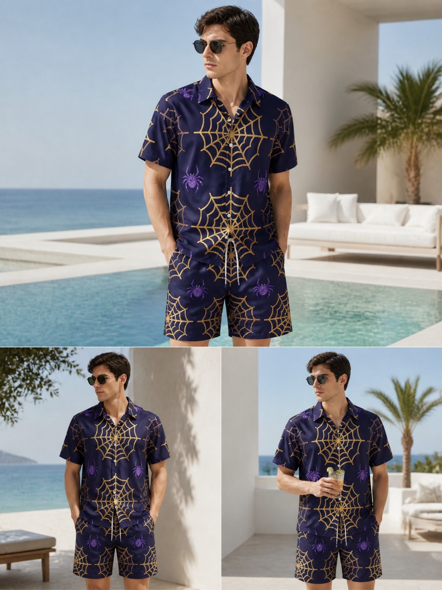 Mens Summer Short Sleeve Polo  - огляд і ціна Resort Shirt Floral