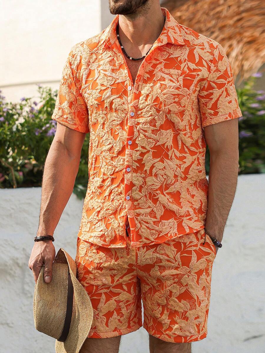 Genlund Men's Burnt Orange Sum - огляд і ціна Resort Shirt Floral
