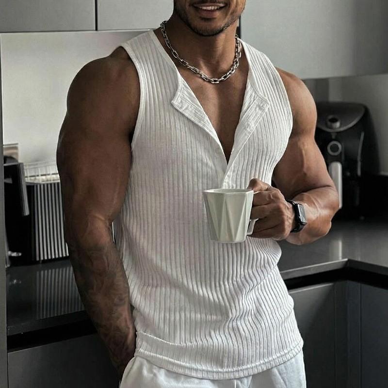 Sporty Tank Top Solid Color Cr - огляд і ціна Tank Top Muscle