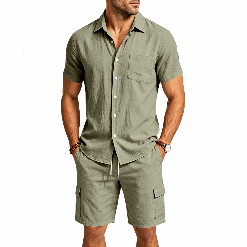 Men Summer American Linen Two  - огляд і ціна Short Linen Drawstring