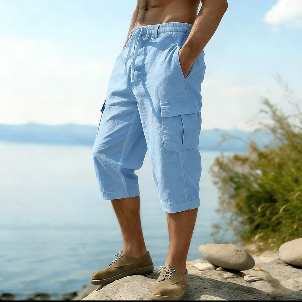 Men Summer Cotton Linen Shorts - огляд і ціна Short Linen Drawstring