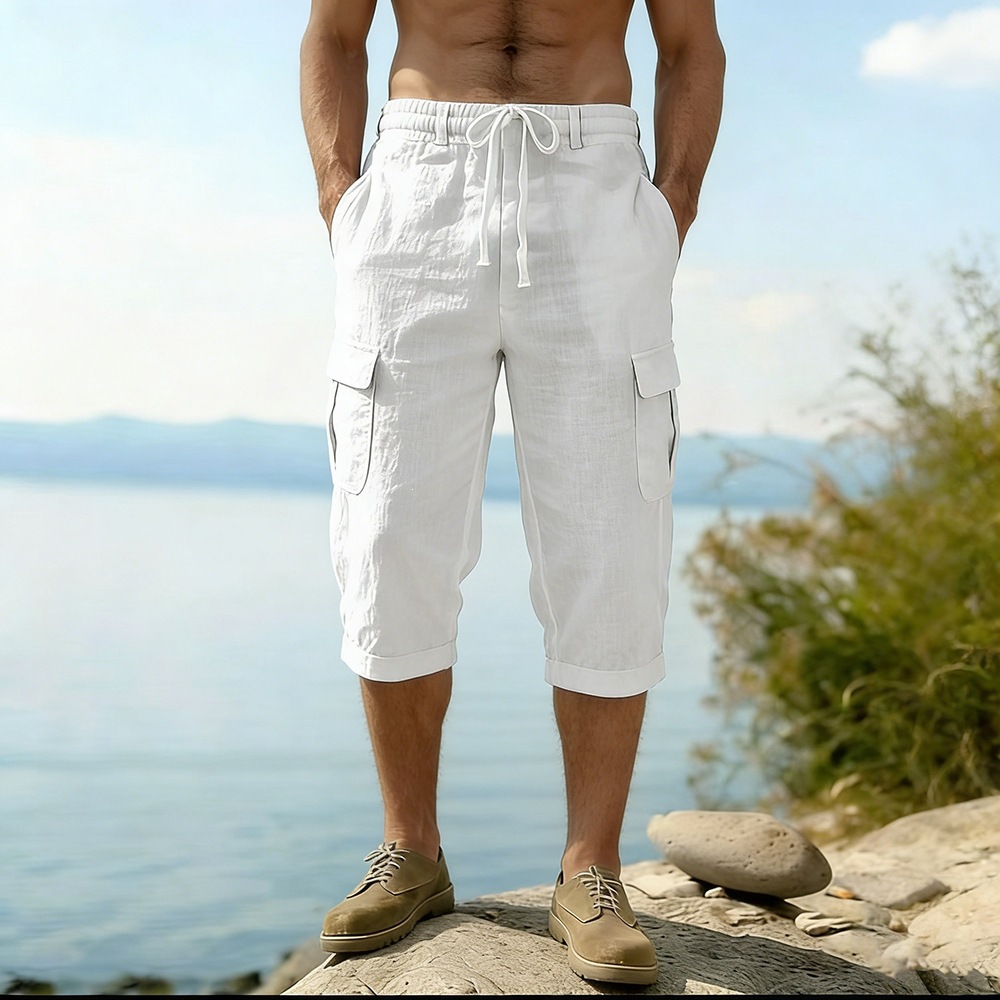 Men Summer Cotton Linen Shorts - огляд і ціна Short Linen Drawstring